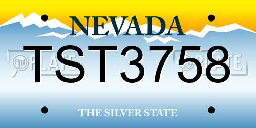 TST3758 Nevada License Plate