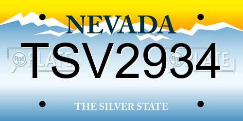TSV2934 Nevada License Plate