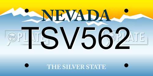 TSV562 Nevada License Plate