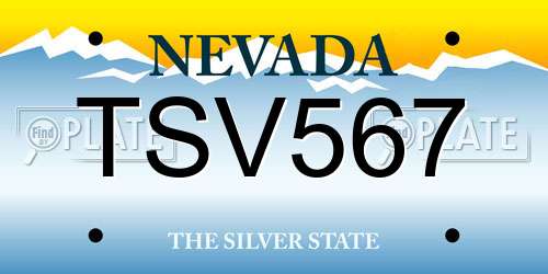 TSV567 Nevada License Plate