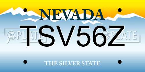 TSV56Z Nevada License Plate