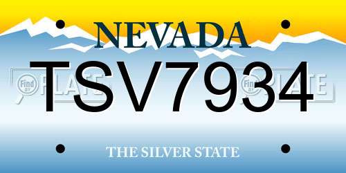 TSV7934 Nevada License Plate