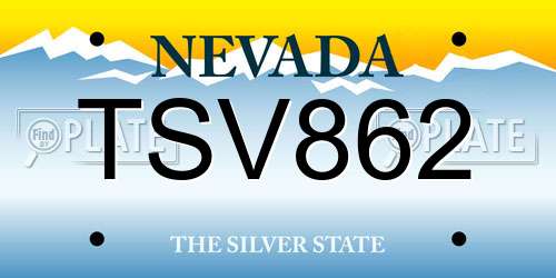 TSV862 Nevada License Plate
