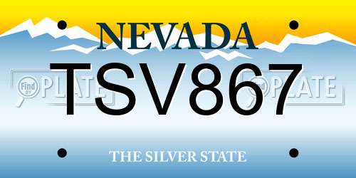 TSV867 Nevada License Plate