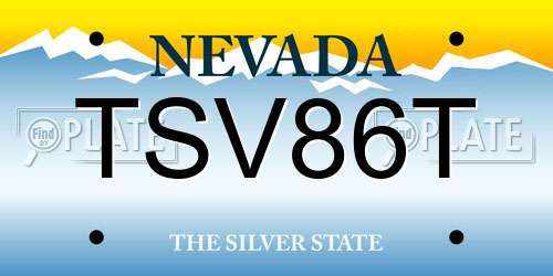 TSV86T Nevada License Plate
