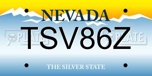 TSV86Z Nevada License Plate