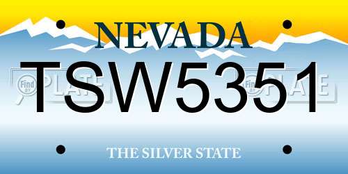 TSW5351 Nevada License Plate