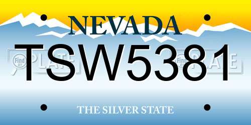 TSW5381 Nevada License Plate