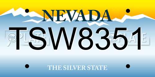 TSW8351 Nevada License Plate