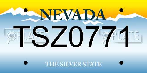 TSZ0771 Nevada License Plate
