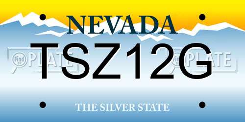 TSZ12G Nevada License Plate