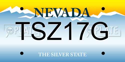 TSZ17G Nevada License Plate