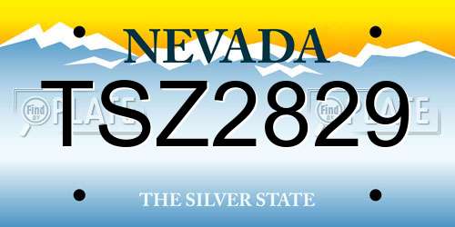 TSZ2829 Nevada License Plate