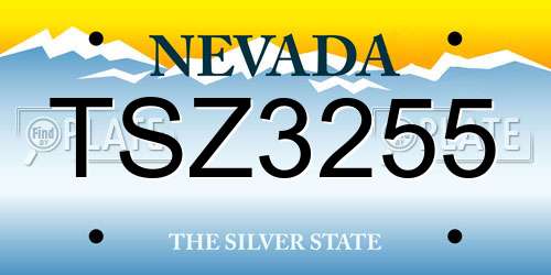 TSZ3255 Nevada License Plate