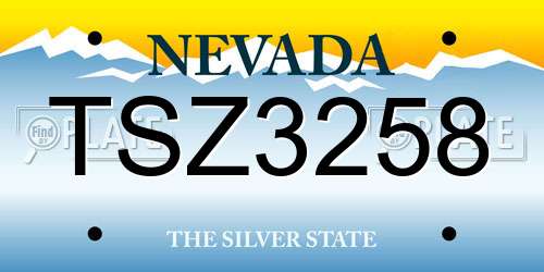 TSZ3258 Nevada License Plate