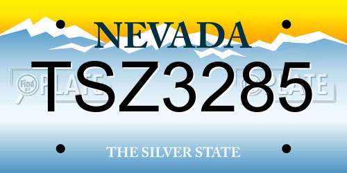 TSZ3285 Nevada License Plate