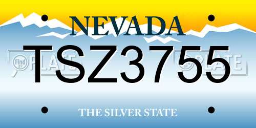 TSZ3755 Nevada License Plate