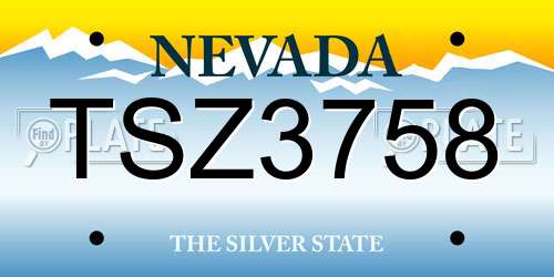 TSZ3758 Nevada License Plate
