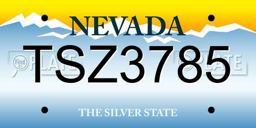 TSZ3785 Nevada License Plate