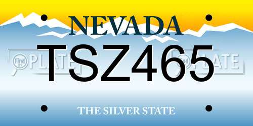TSZ465 Nevada License Plate