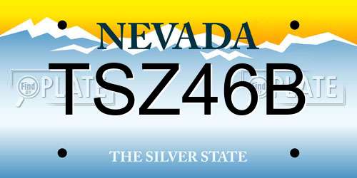 TSZ46B Nevada License Plate
