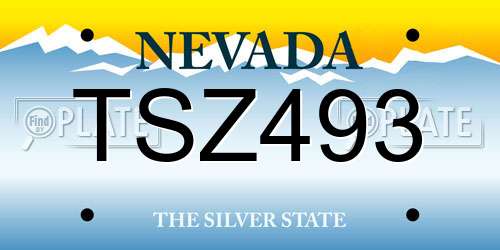 TSZ493 Nevada License Plate