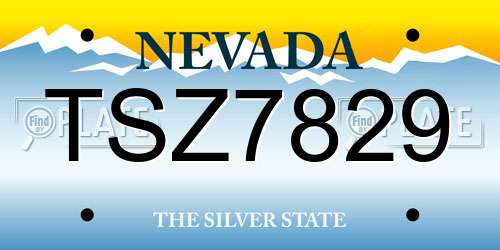TSZ7829 Nevada License Plate