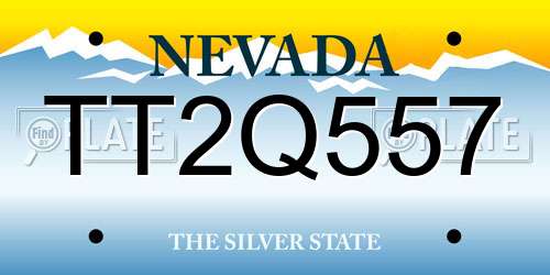 TT2Q557 Nevada License Plate