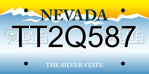 TT2Q587 Nevada License Plate