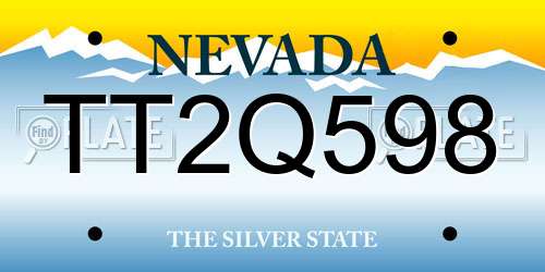 TT2Q598 Nevada License Plate