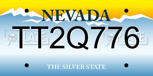 TT2Q776 Nevada License Plate