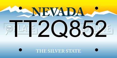 TT2Q852 Nevada License Plate