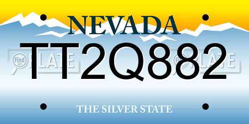 TT2Q882 Nevada License Plate