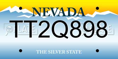 TT2Q898 Nevada License Plate