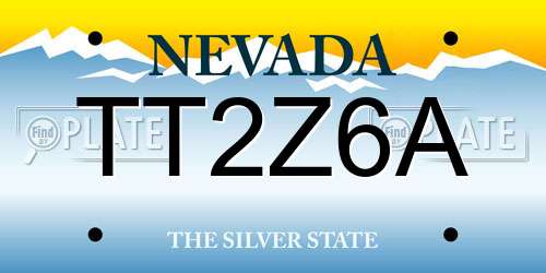 TT2Z6A Nevada License Plate
