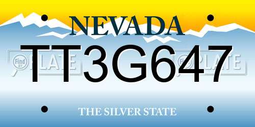 TT3G647 Nevada License Plate