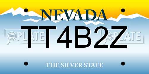 TT4B2Z Nevada License Plate