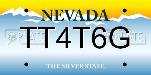 TT4T6G Nevada License Plate