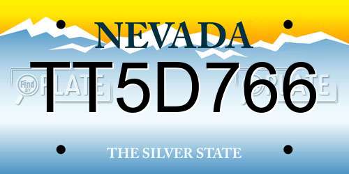 TT5D766 Nevada License Plate