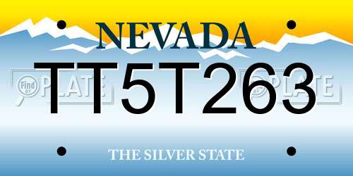TT5T263 Nevada License Plate
