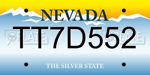 TT7D552 Nevada License Plate