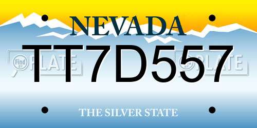 TT7D557 Nevada License Plate