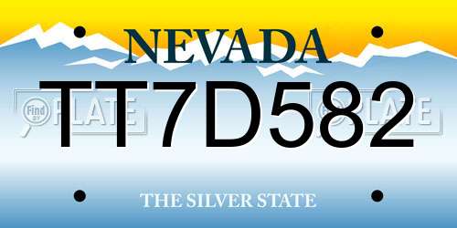 TT7D582 Nevada License Plate