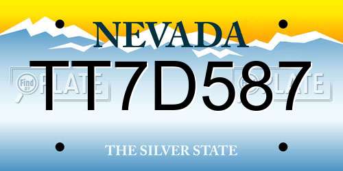 TT7D587 Nevada License Plate