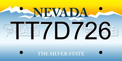 TT7D726 Nevada License Plate
