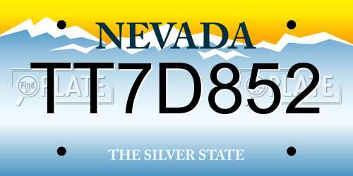 TT7D852 Nevada License Plate