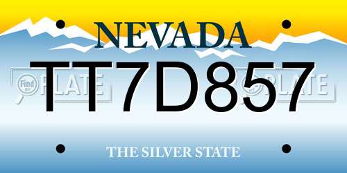 TT7D857 Nevada License Plate