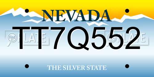 TT7Q552 Nevada License Plate