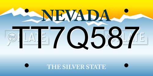 TT7Q587 Nevada License Plate