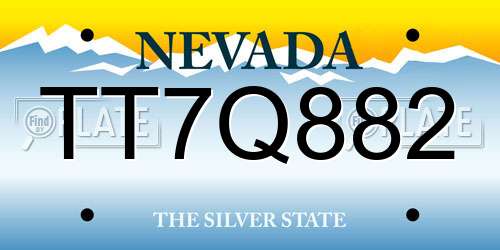TT7Q882 Nevada License Plate